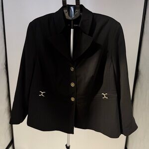 Women Signature Larry Levine Black Blazer Jacket Gold Buttons 24W